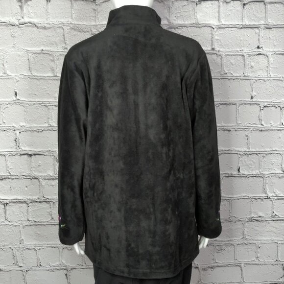Susan Graver Black Floral Embroidered Velour Jacket, Women's Small NWT - Picture 5 of 11